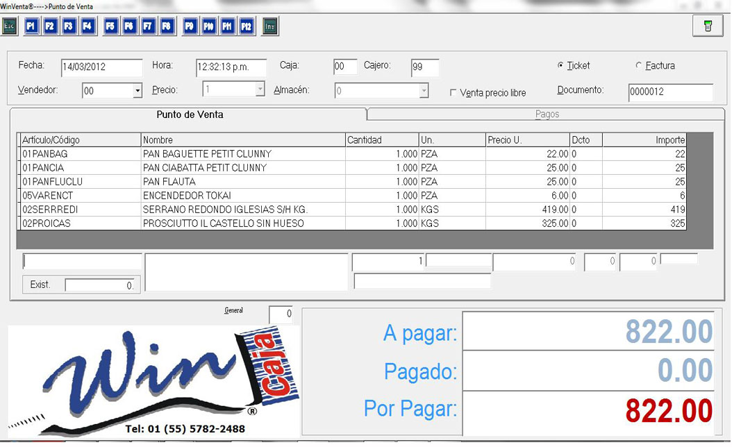 Software WinCaja para punto de venta